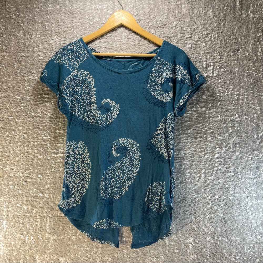 Lucky Brand Women's Size Small Medium‎ Paisley Print Boho Tee Open Back